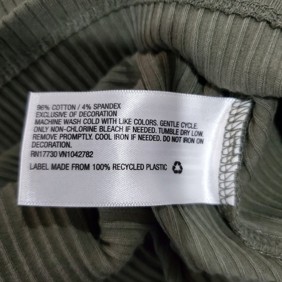 Wild Fable Dress Womens XL Y2K Green Ribbed Knit Long Sleeve White Flower Retro - Picture 9 of 9